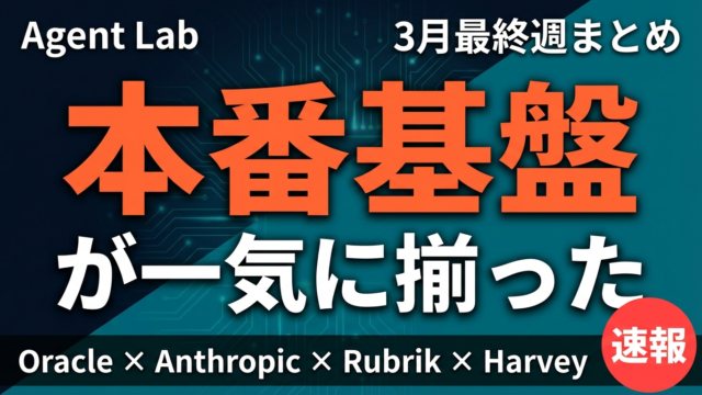 AIエージェント本番基盤が揃った1週間｜記憶・遠隔操作・ガバナンス