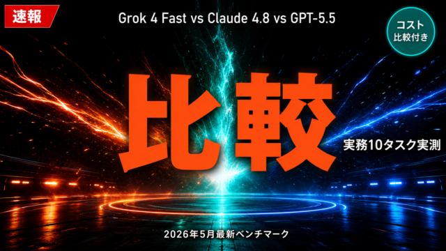 Grok 4 Fast vs Claude 4.8 vs GPT-5｜実務ベンチマーク10タスクで実測比較【2026】