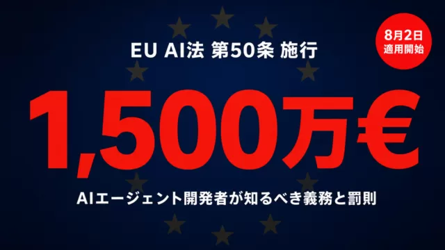 EU AI法第50条の透明性義務が2026年8月2日に適用開始。最大1,500万ユーロの制裁金とAIエージェント開発者の対応義務を示すサムネイル画像