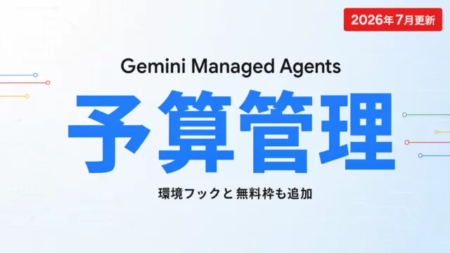 Gemini Managed Agentsに予算管理と環境フックが追加されたことを示すサムネイル画像